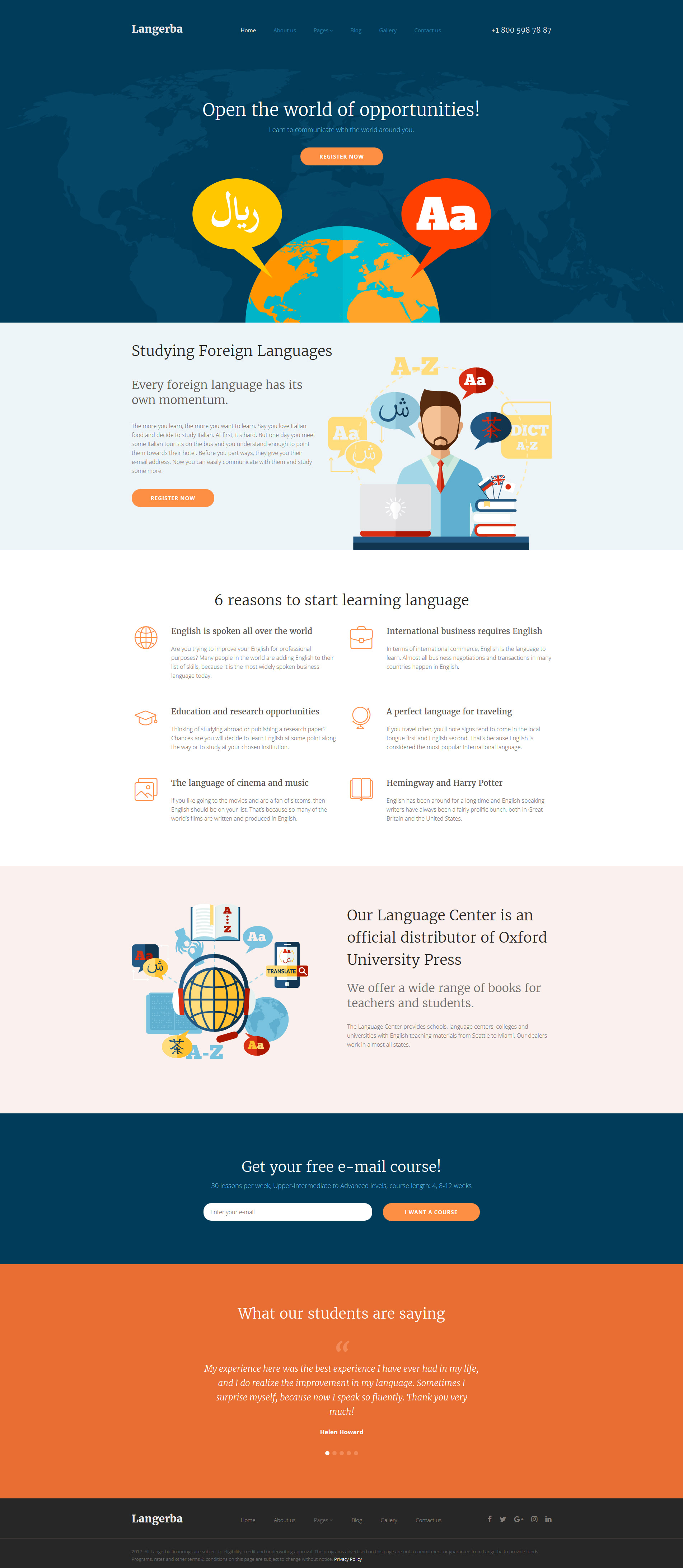 Langerba – Language School Joomla Template