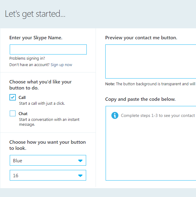 Skype Call-To-Action link