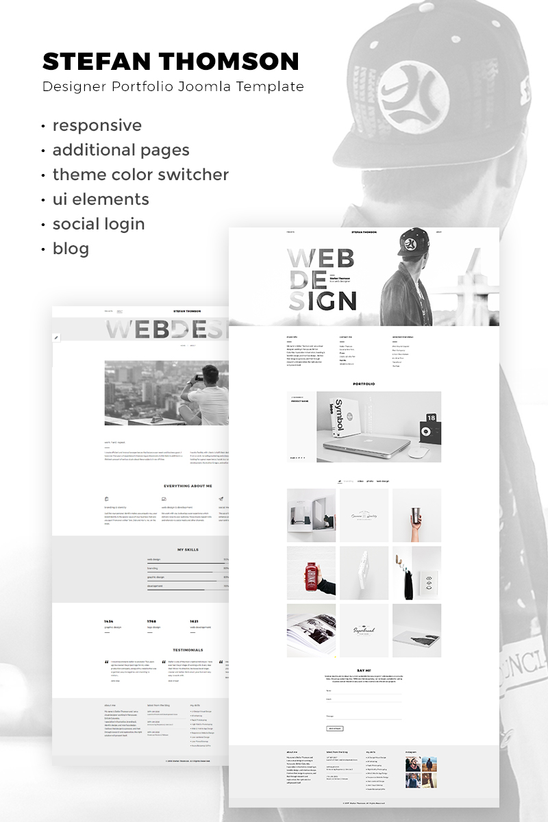 Stefan Thomson – Elegant Personal Web Designer Portfolio Joomla Template