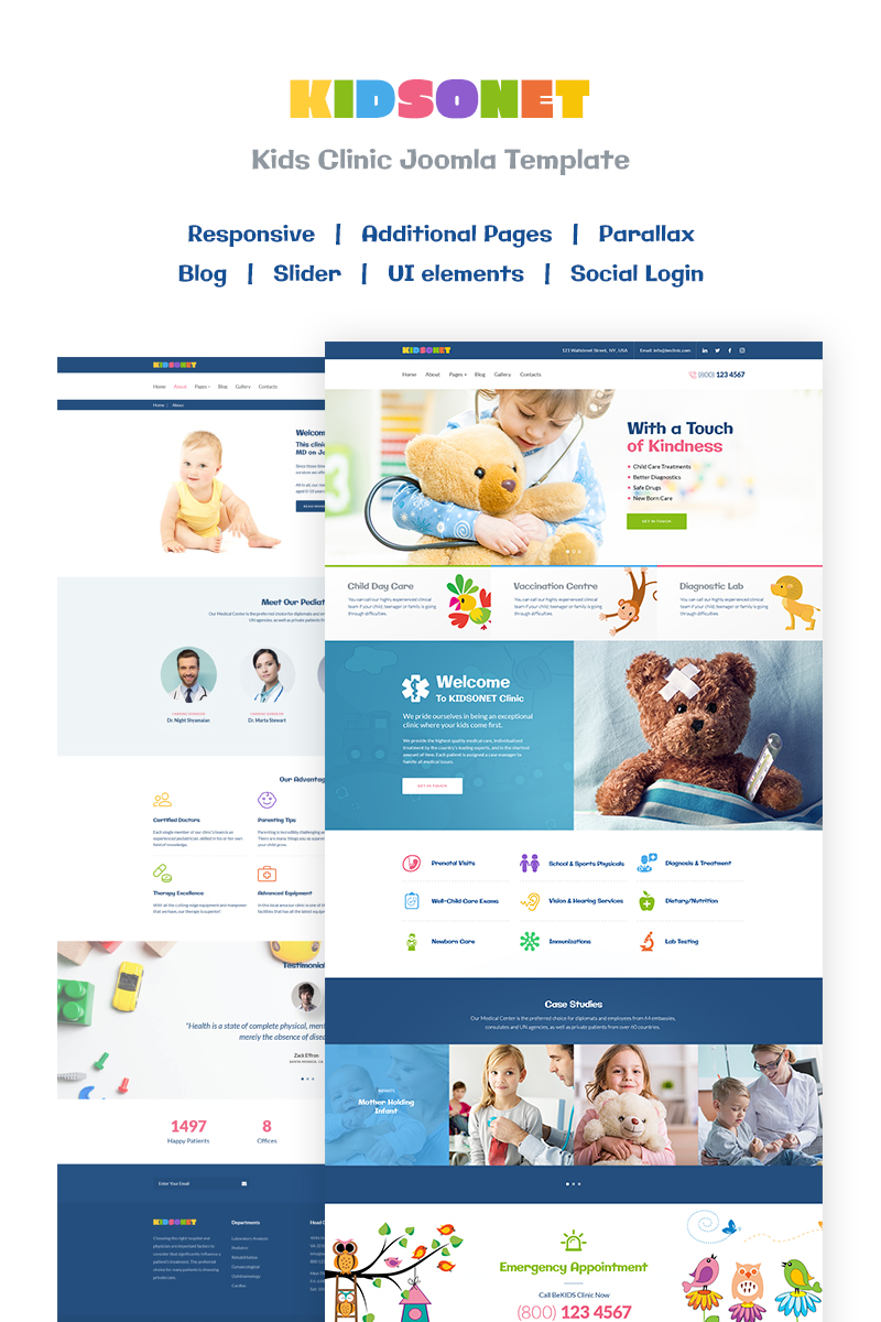 Kidsonet – Responsive Kids Medical Clinic Joomla Template