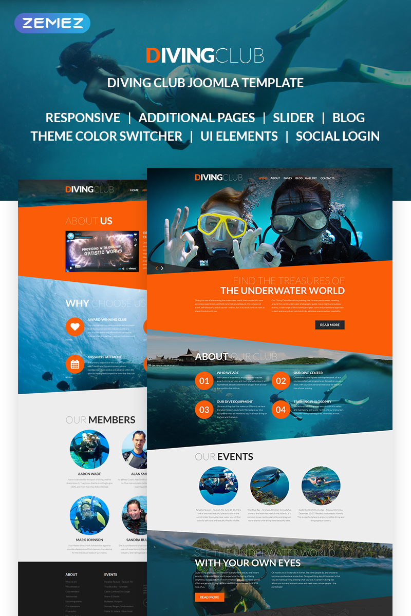 Diving Club Joomla Template