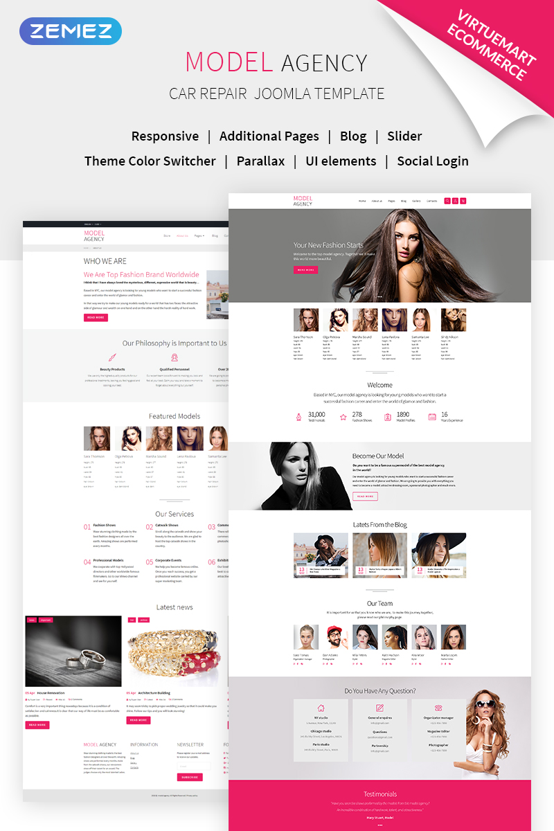 Model agency + VM Joomla Template