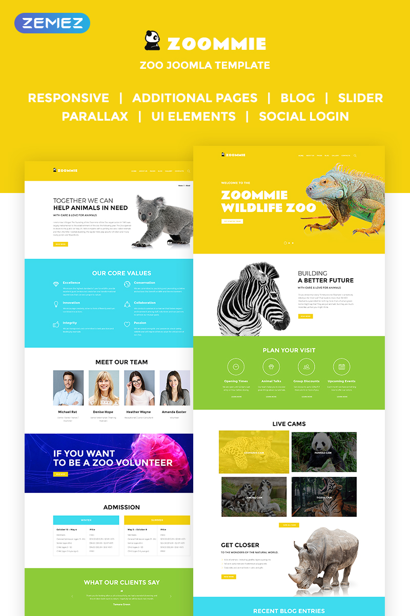 Zoomie – Wildlife Zoo Joomla Template