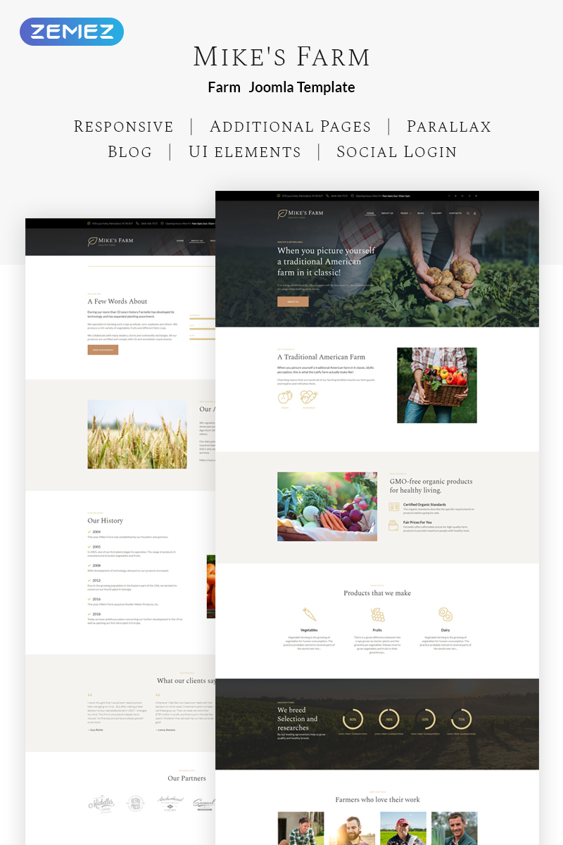 Mike’s Farm – Simple Healthy Farm Joomla Template