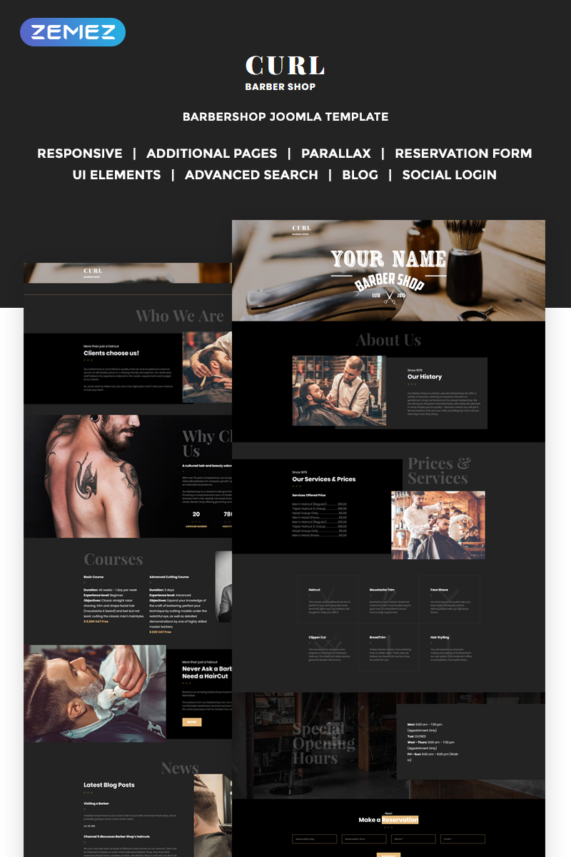 Curl – Stylish Barber Shop Joomla Template