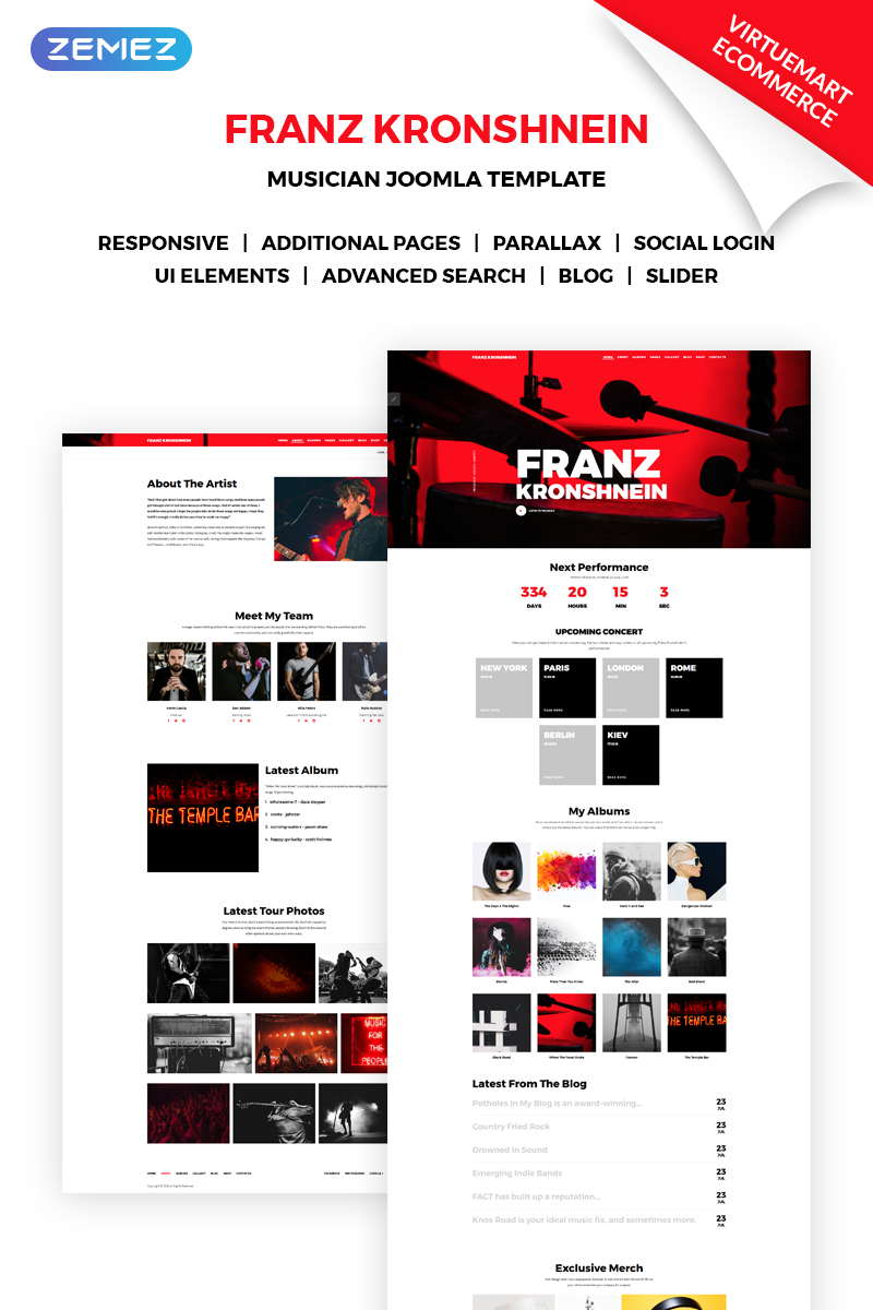 Franz Kronshnein – Musician Joomla Template