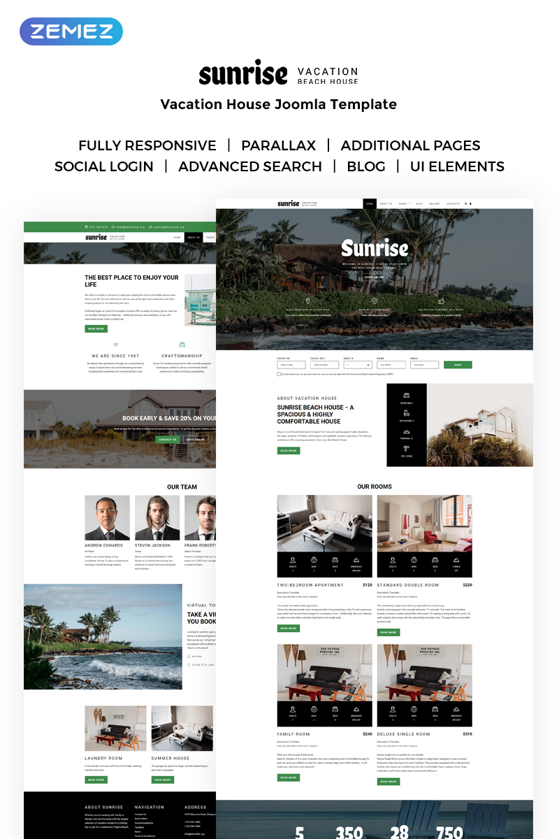 Sunrise – Vacation House Joomla Template