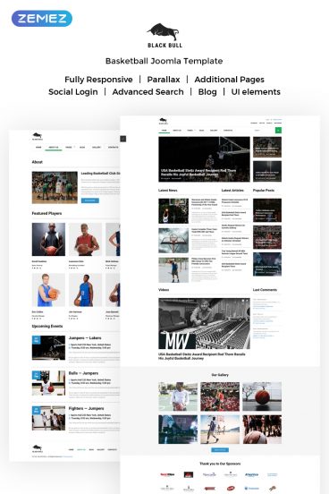 Black Bull - Laconic Sports News Joomla Template