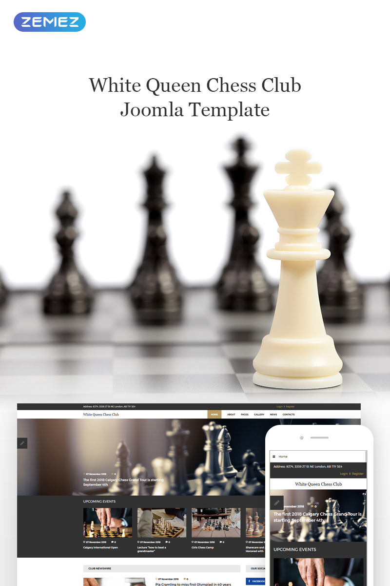 White Queen Chess Club – Chess Joomla Template