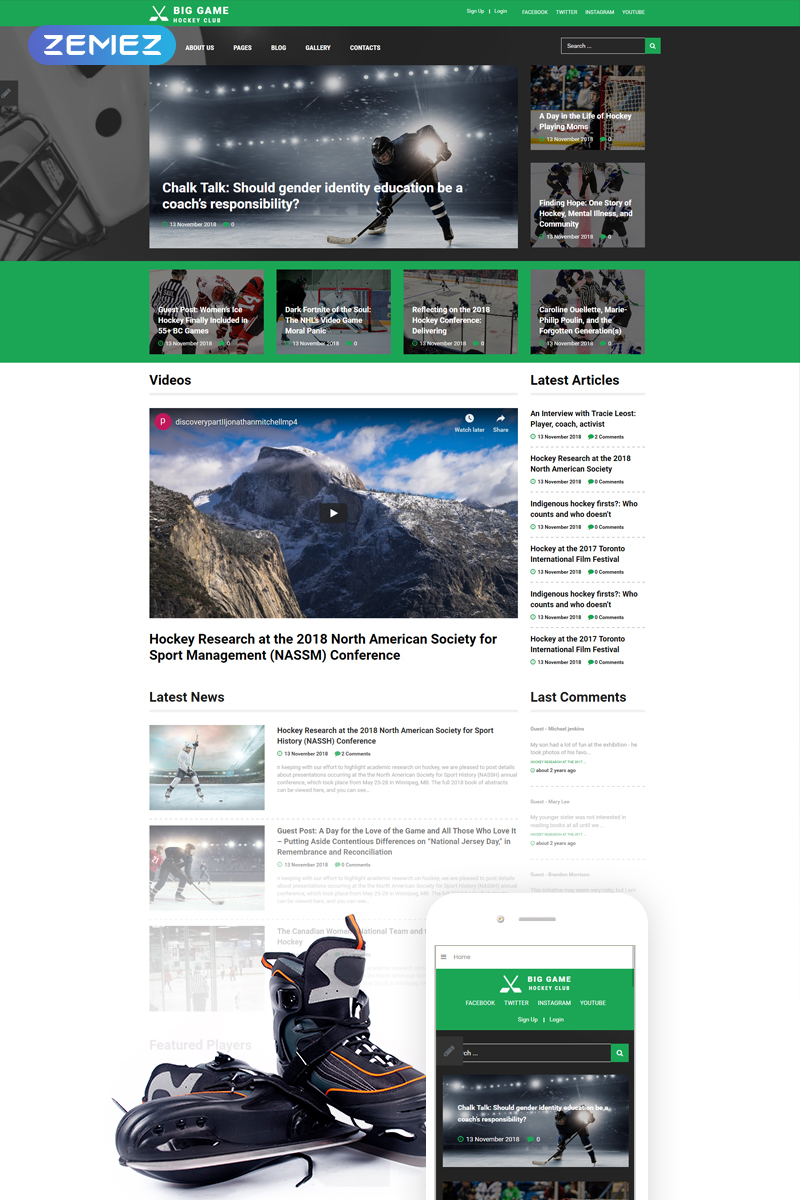 Big Game – Hockey Team Website Ready-To-Use Joomla Template