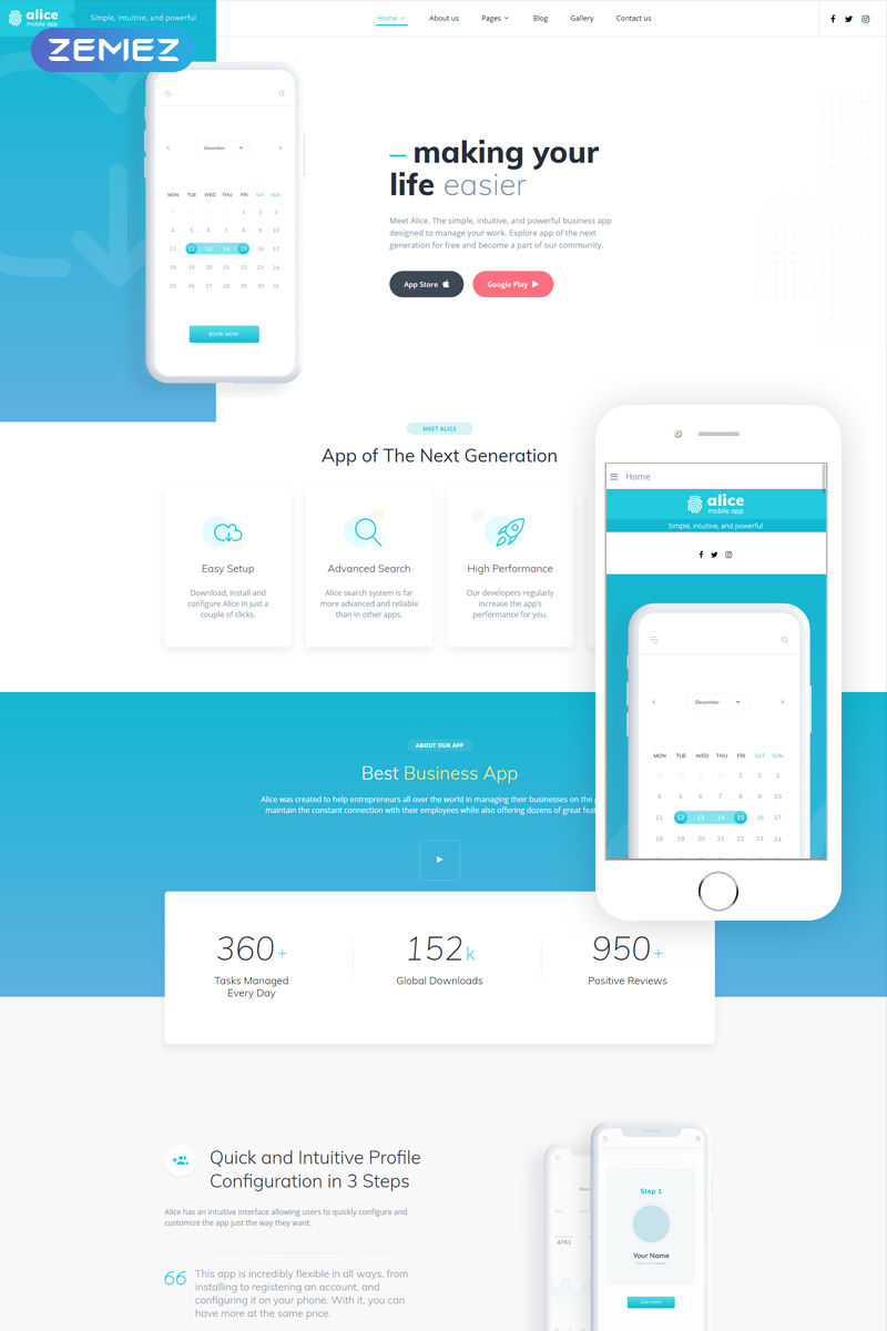 Alice – Mobile App Clean Joomla Template