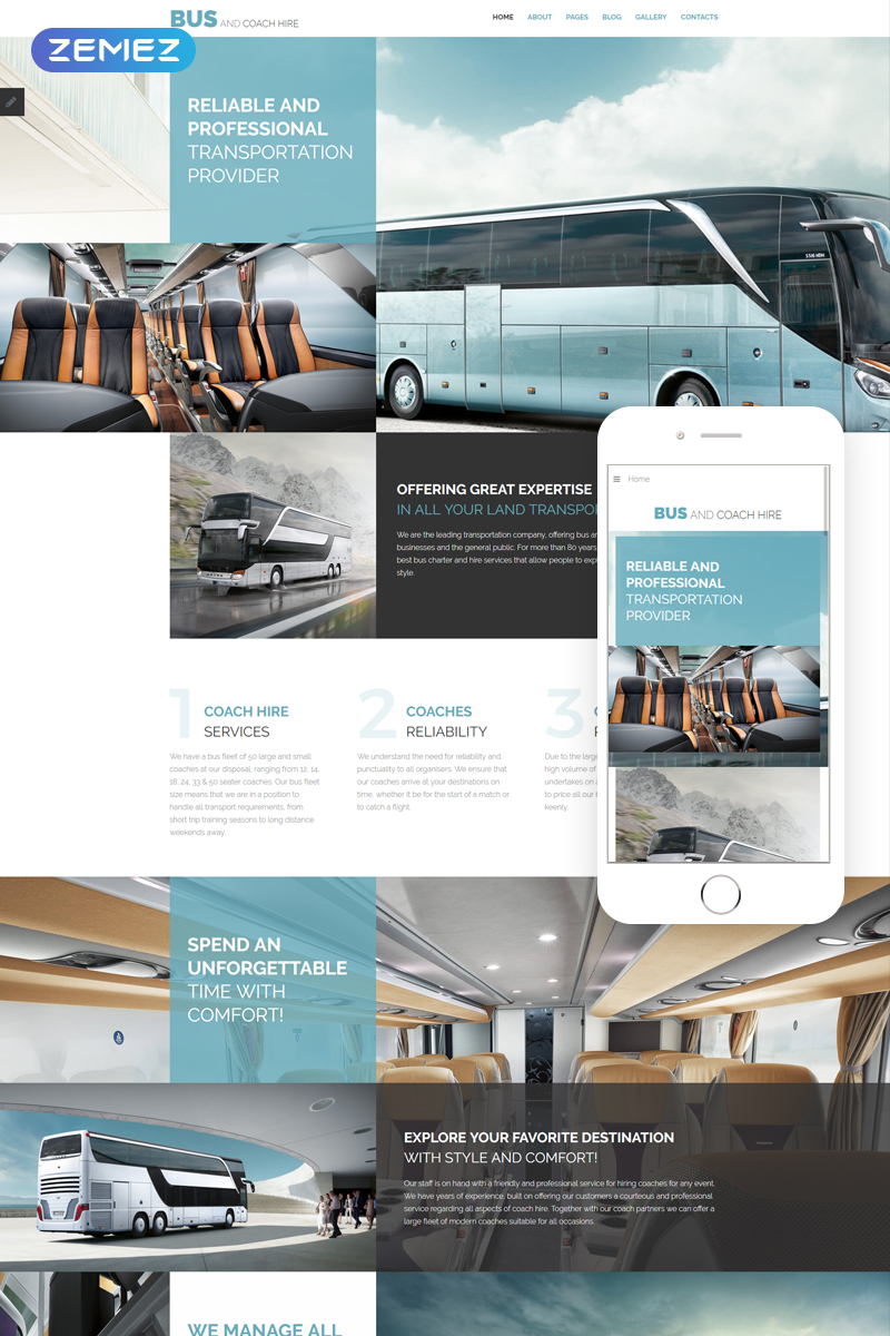 Bus and Coach Hire – Transportation Minimalistic Joomla Template