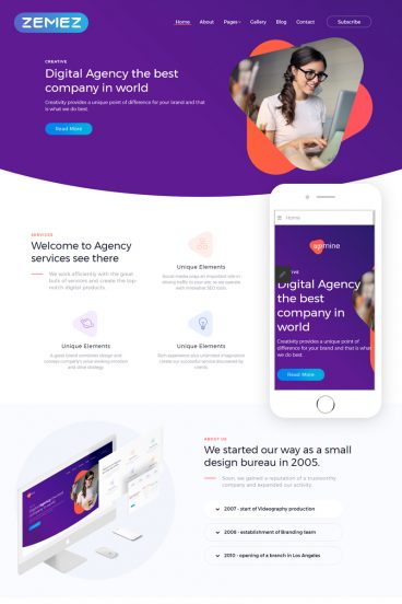 UpMine - Digital Agency Flat Design Simple Joomla Template