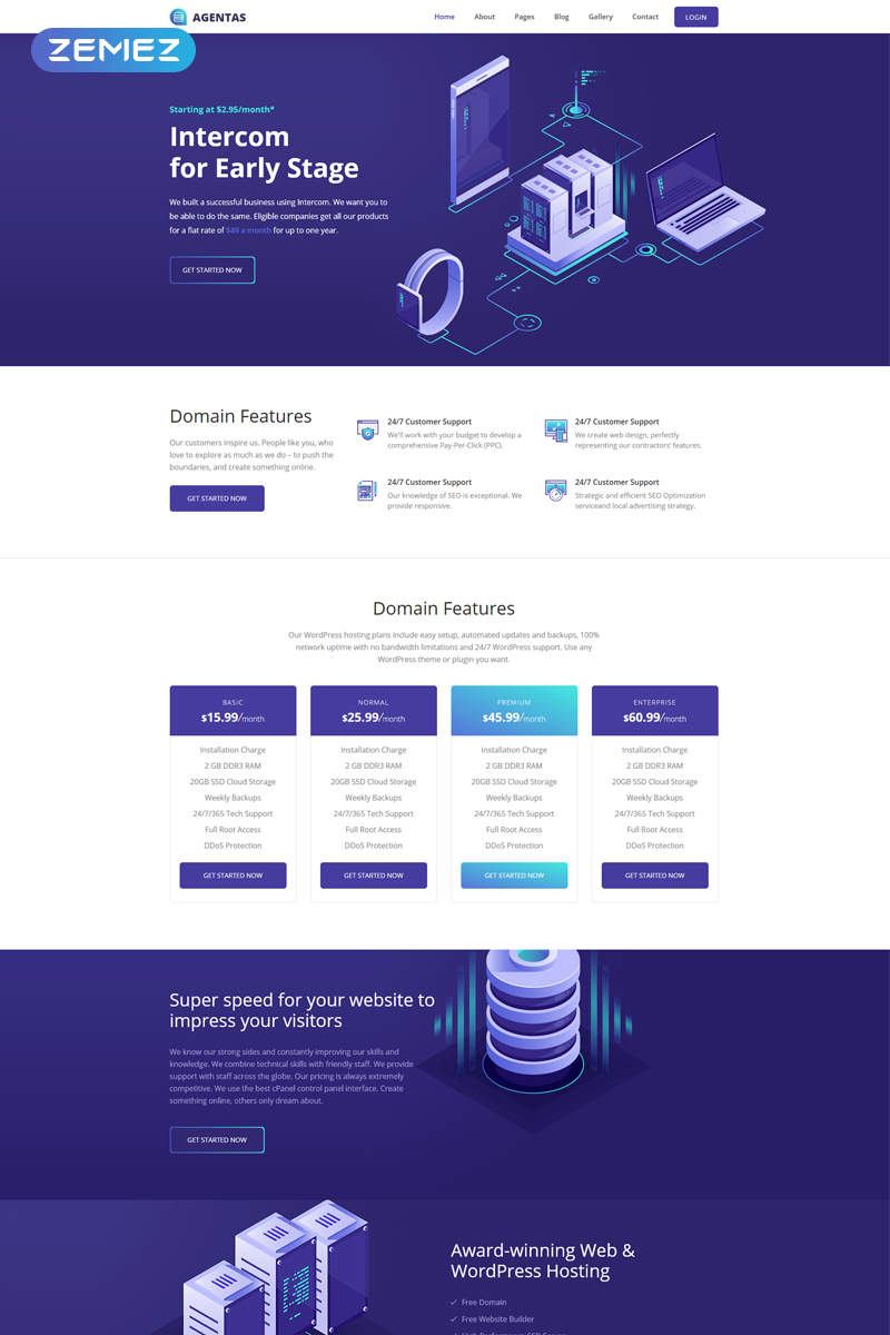 Agentas – Hosting Flat Design Clean Joomla Template