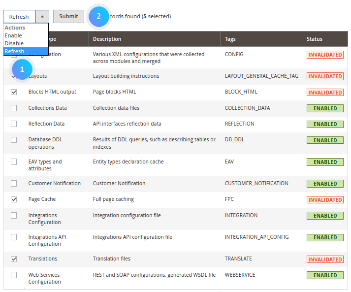 refresh magento cache