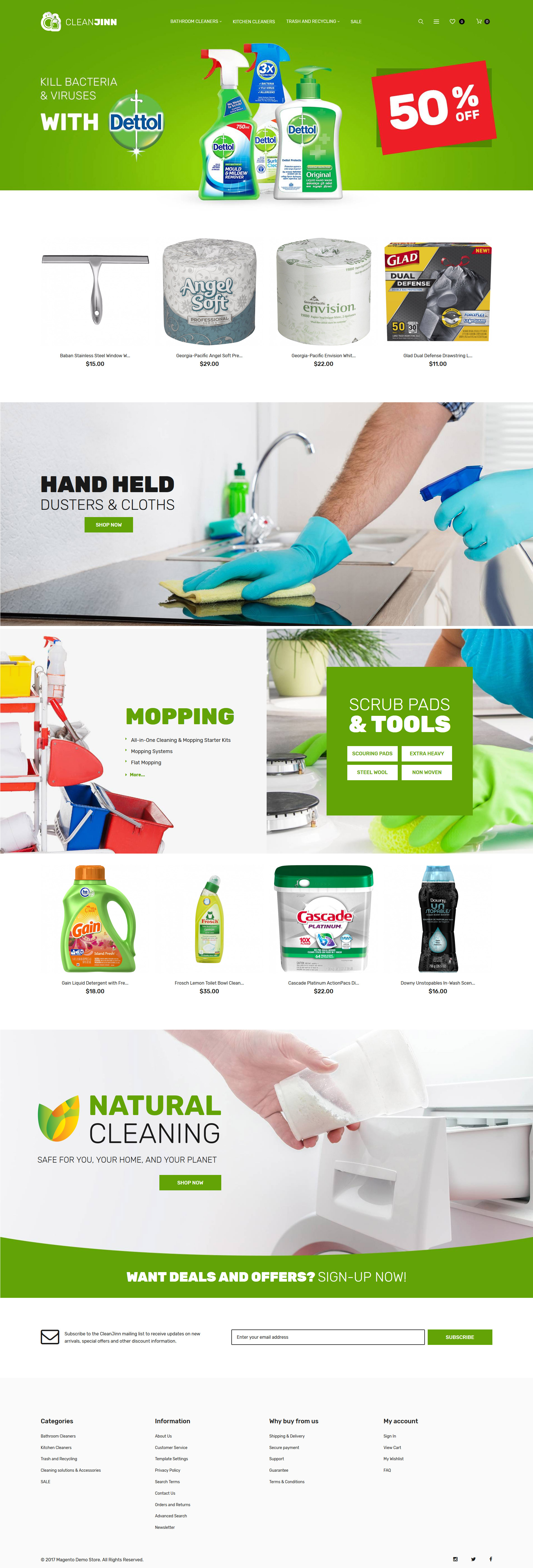 CleanJinn – Cleaning Supplies and Tools Store Responsive Magento Theme