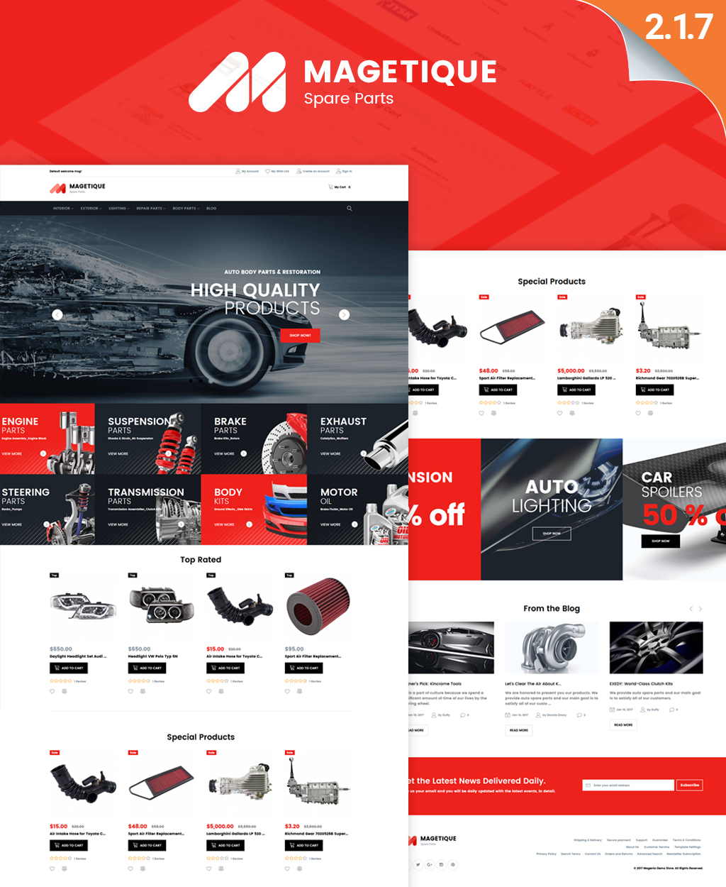 Car Spare Parts Retina-Ready Magento Theme