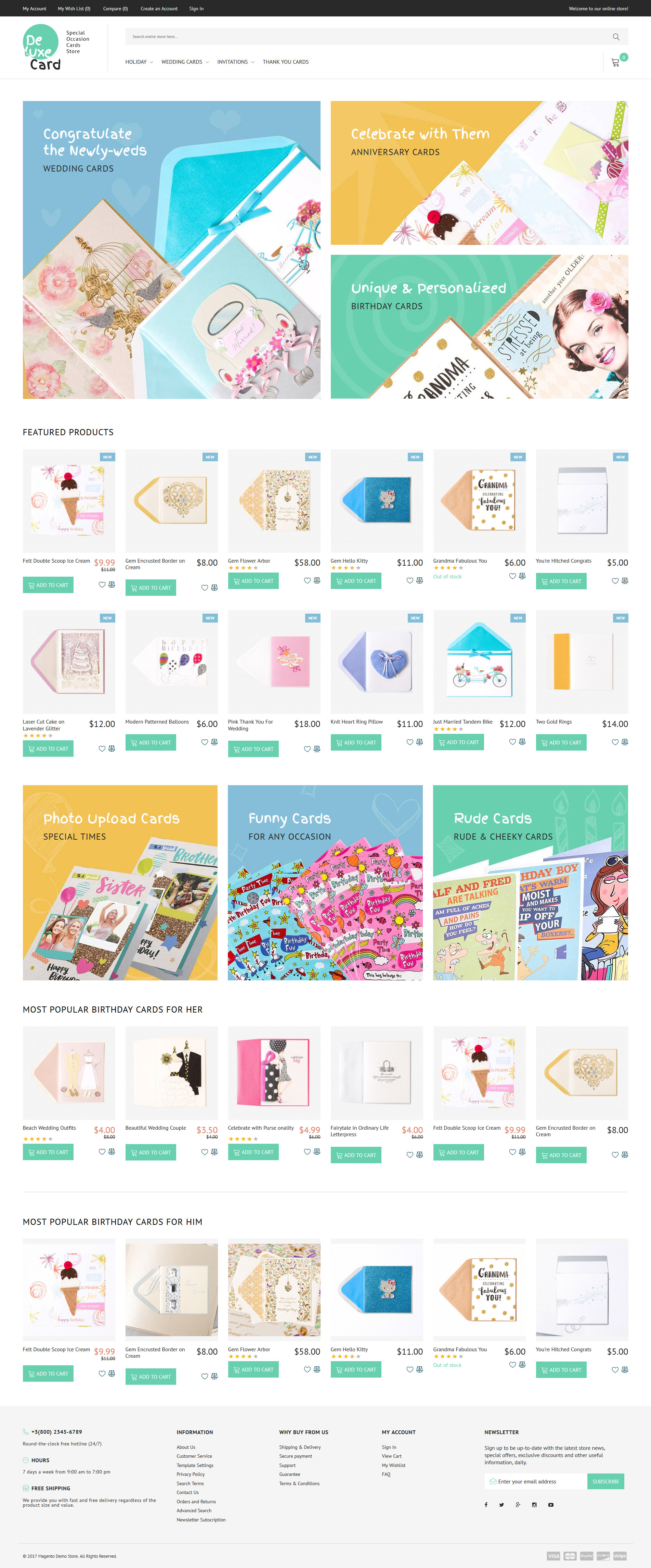 Deluxe Card – Special Occasion Cards Store Magento Theme