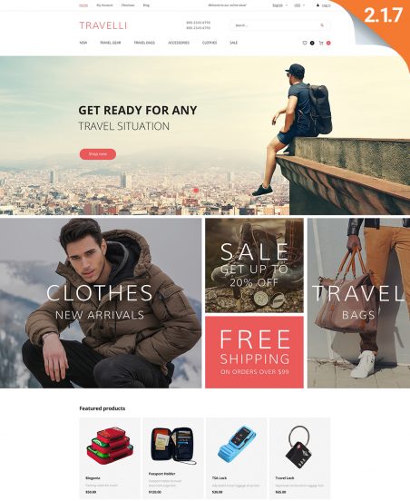 Travelli - Travel Equipment & Tourist Gear Magento Theme