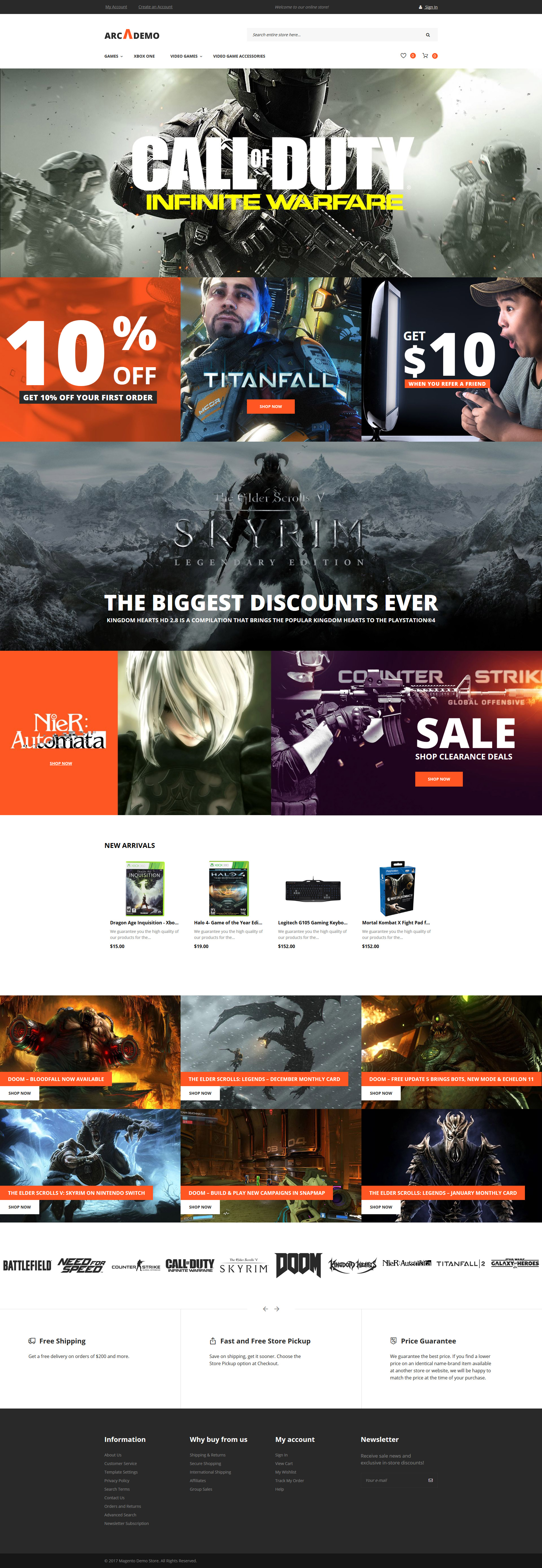 Arcademo – Video Games Shop Responsive Magento Theme