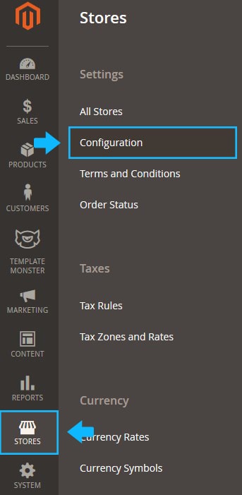 tap Stores and choose Configuration under the Settings section