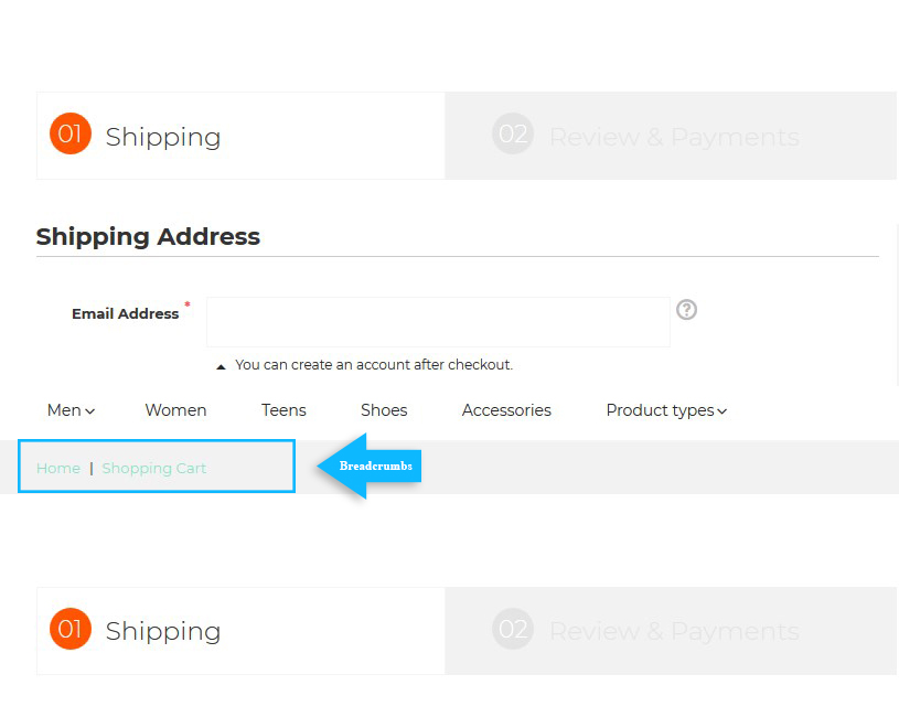 magento checkout breadcrumbs
