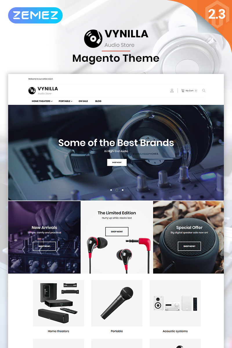 Vynilla –  AMP Audio Store Magento Theme