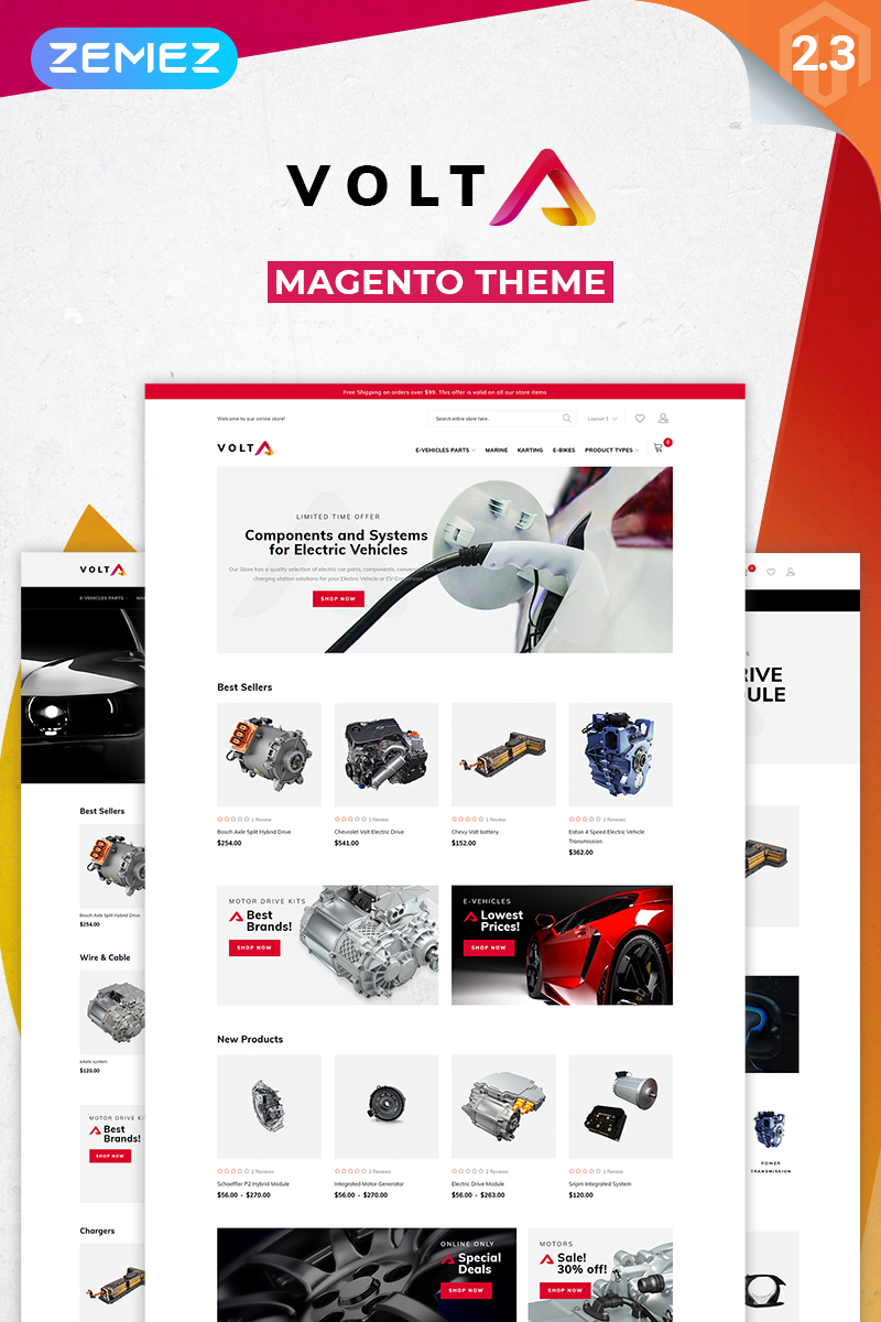 Volta – Electric Vehicles Parts and Components Minimal Magento Theme