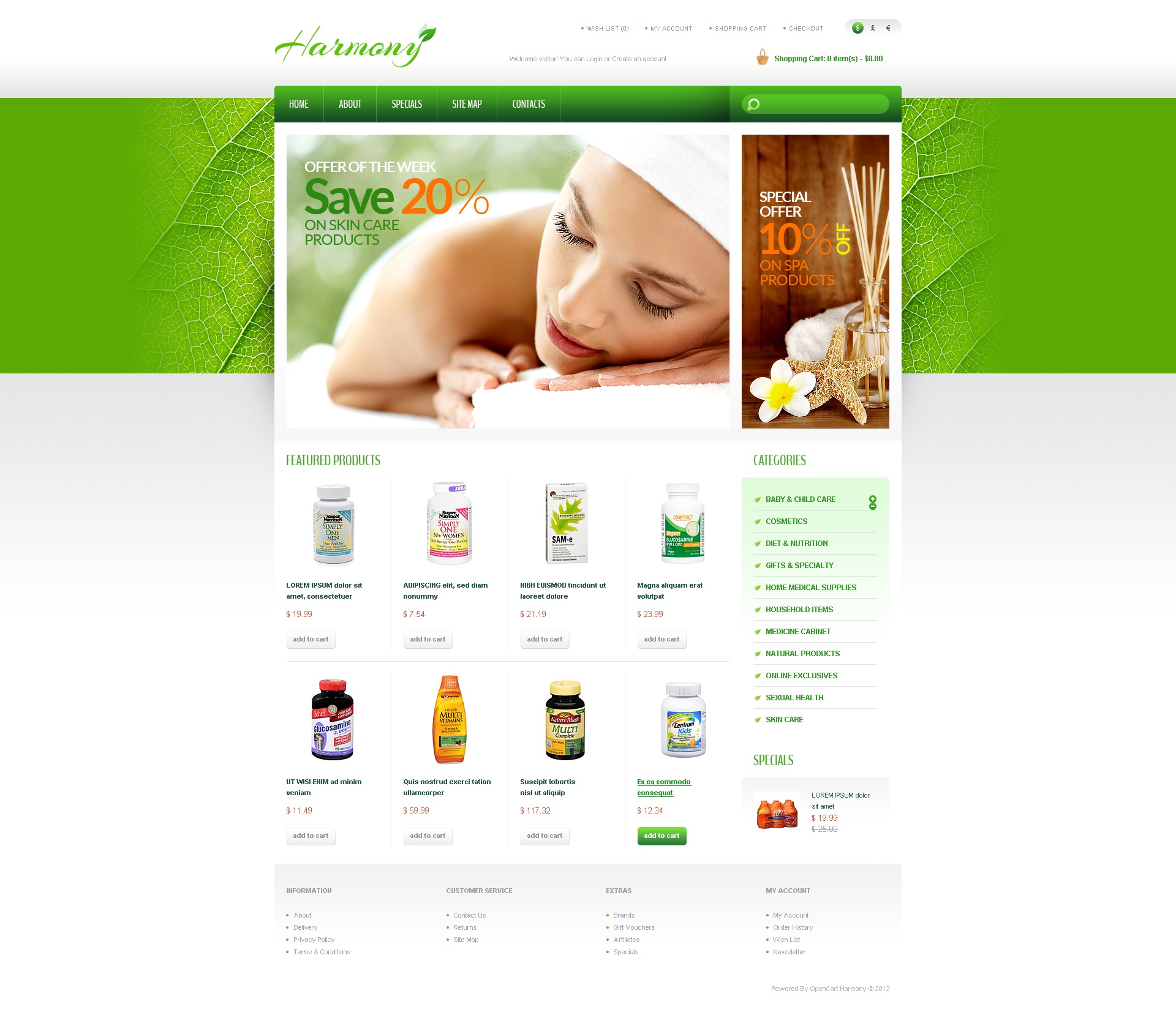 Products for Health OpenCart Template