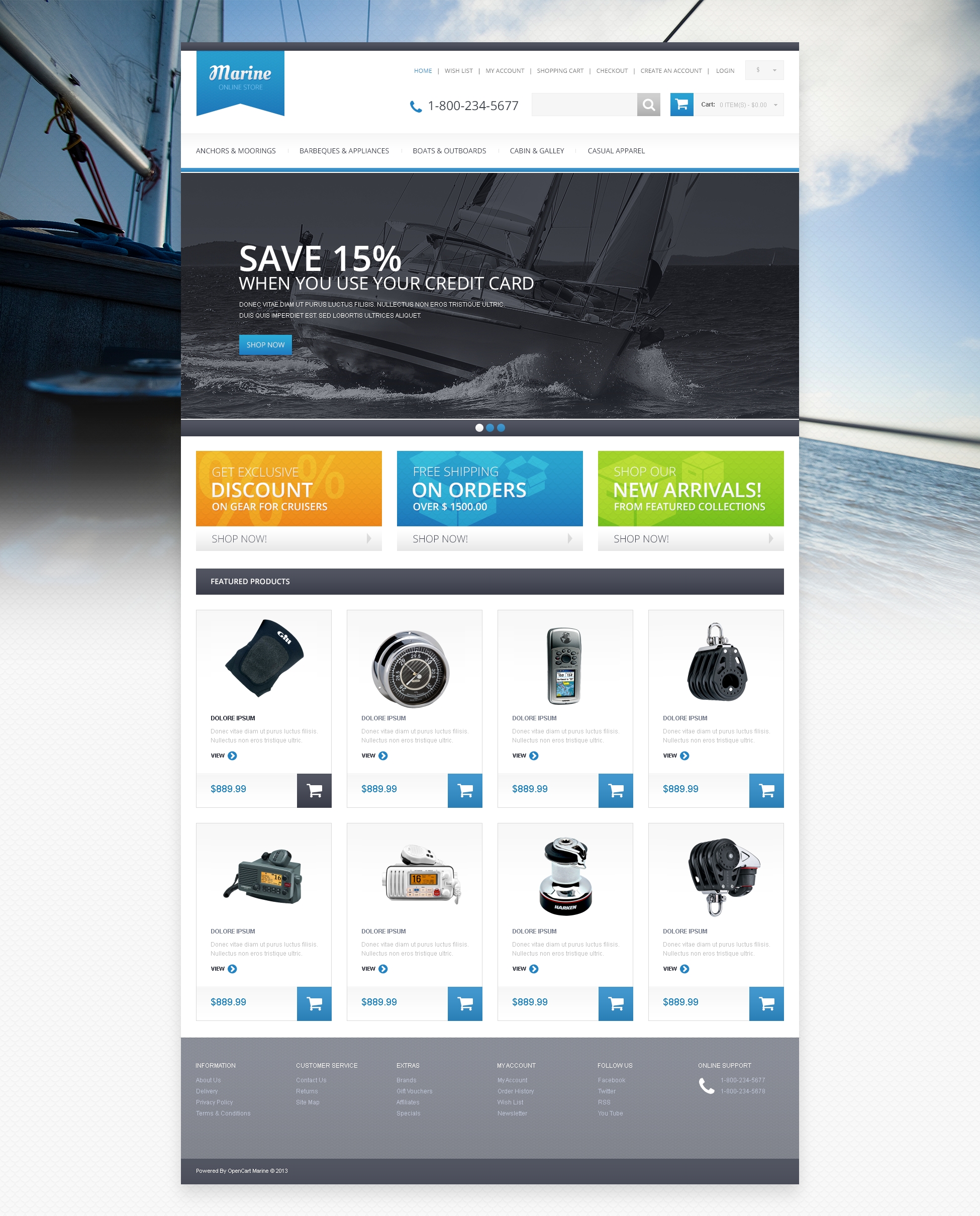 Responsive Marine Store OpenCart Template