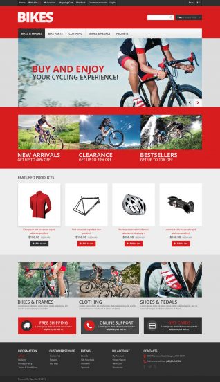 Responsive Bikes Store OpenCart Template