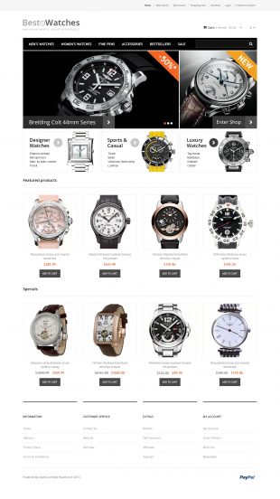 Responsive Watches Store OpenCart Template