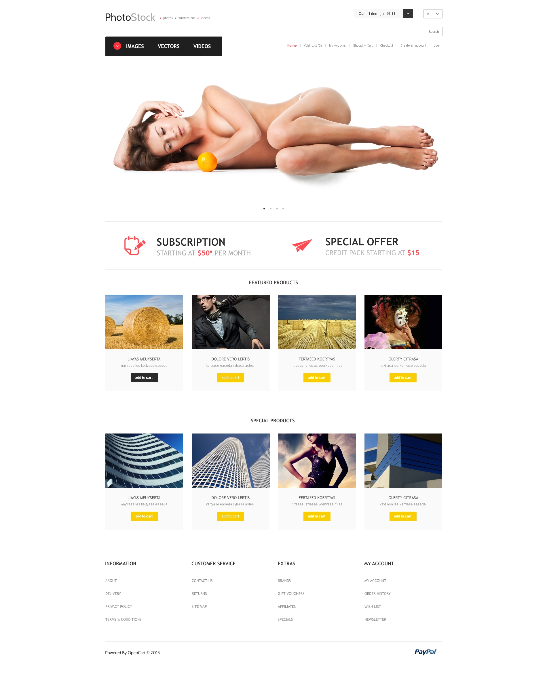 Responsive Photo Store OpenCart Template