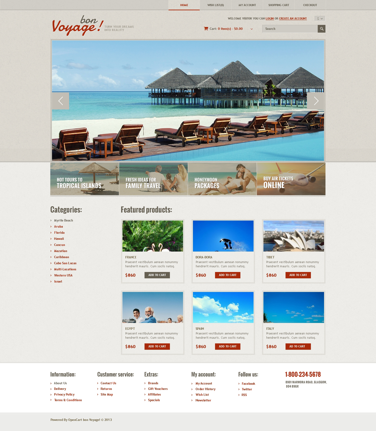 Responsive Travel Store OpenCart Template