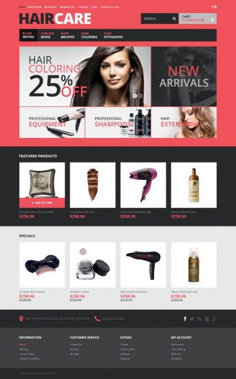 Responsive Hair Care Store OpenCart Template