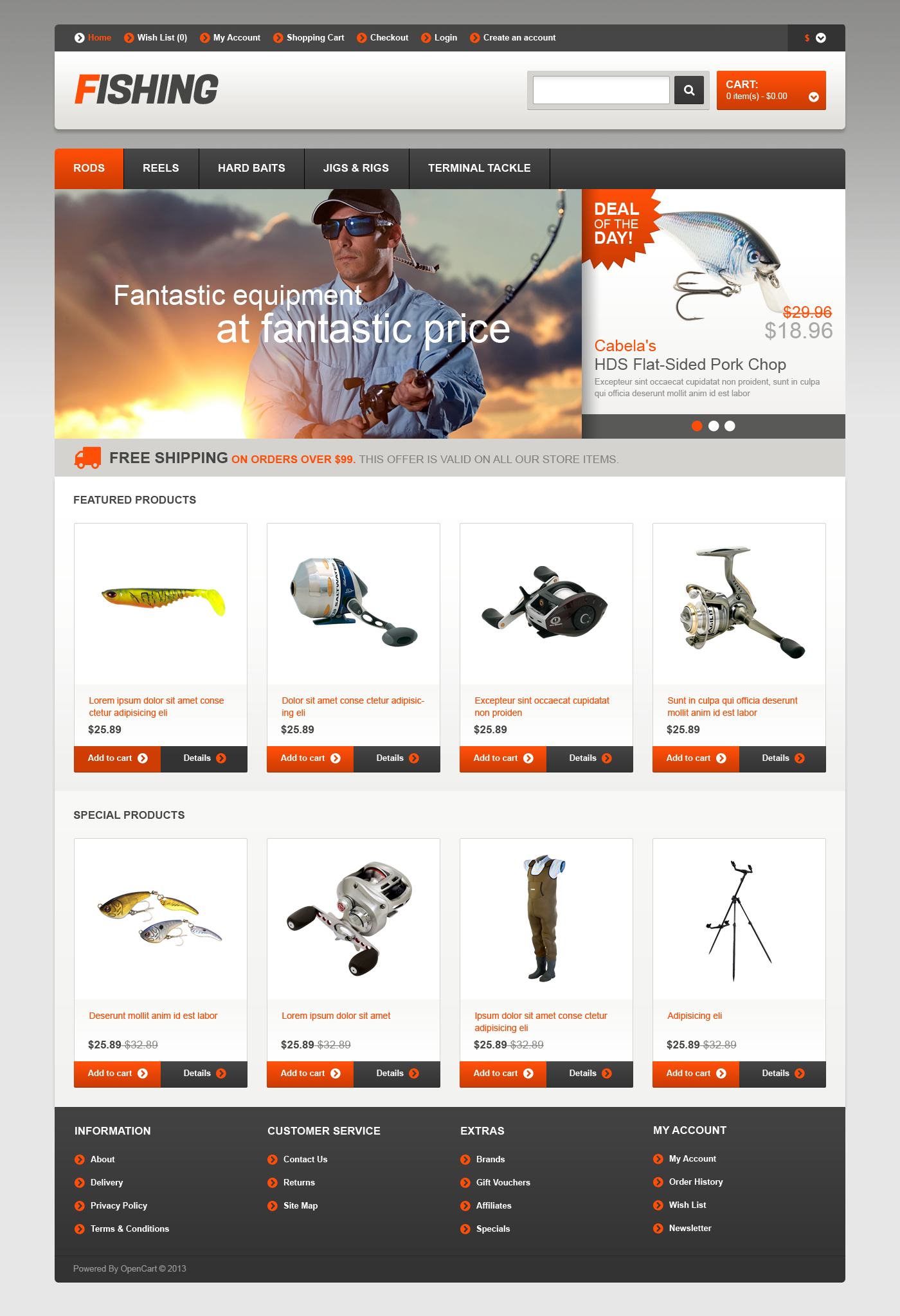 Responsive Fishing Store OpenCart Template