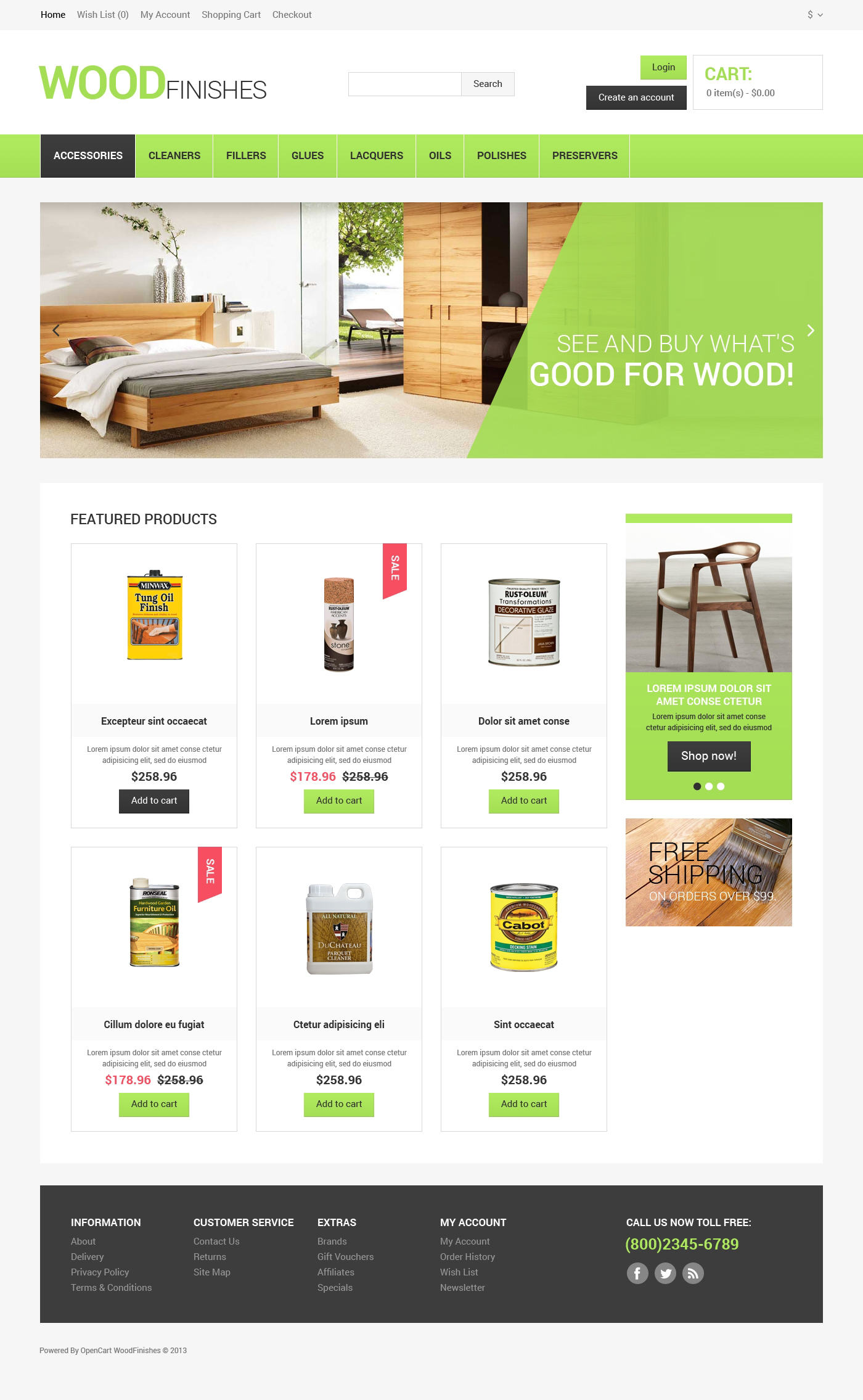 Wood Protection OpenCart Template