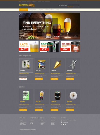 Homebrew Supply OpenCart Template
