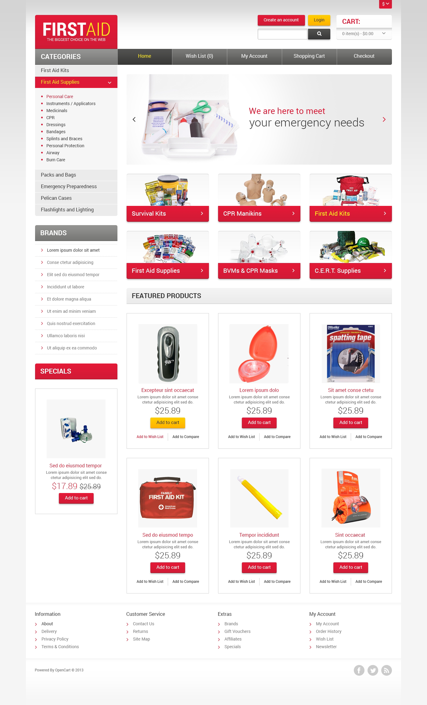 First Aid Store Opencart Template Zemez Opencart