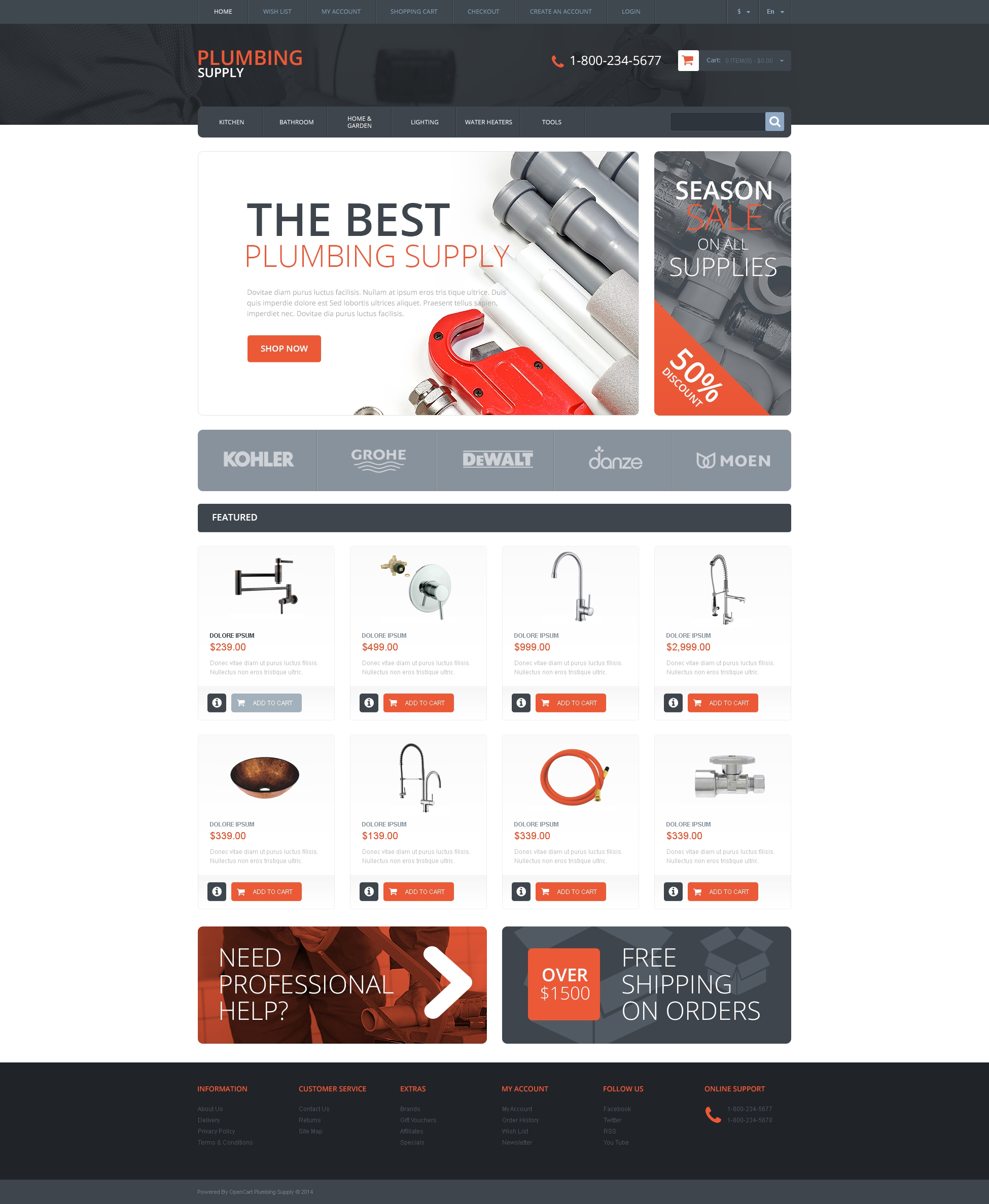 Plumbing Template Responsive OpenCart Template