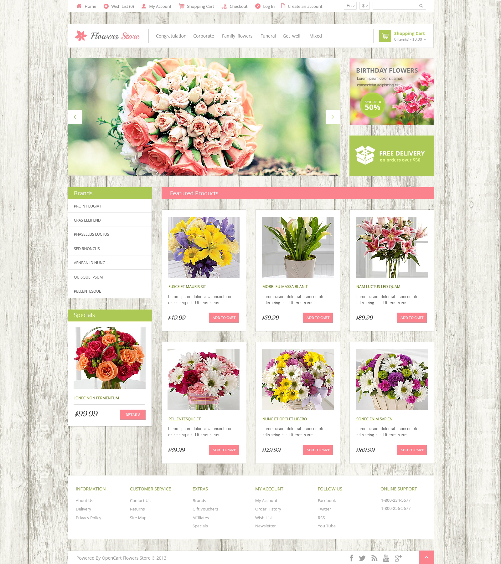 Flower Shop Template Responsive OpenCart Template