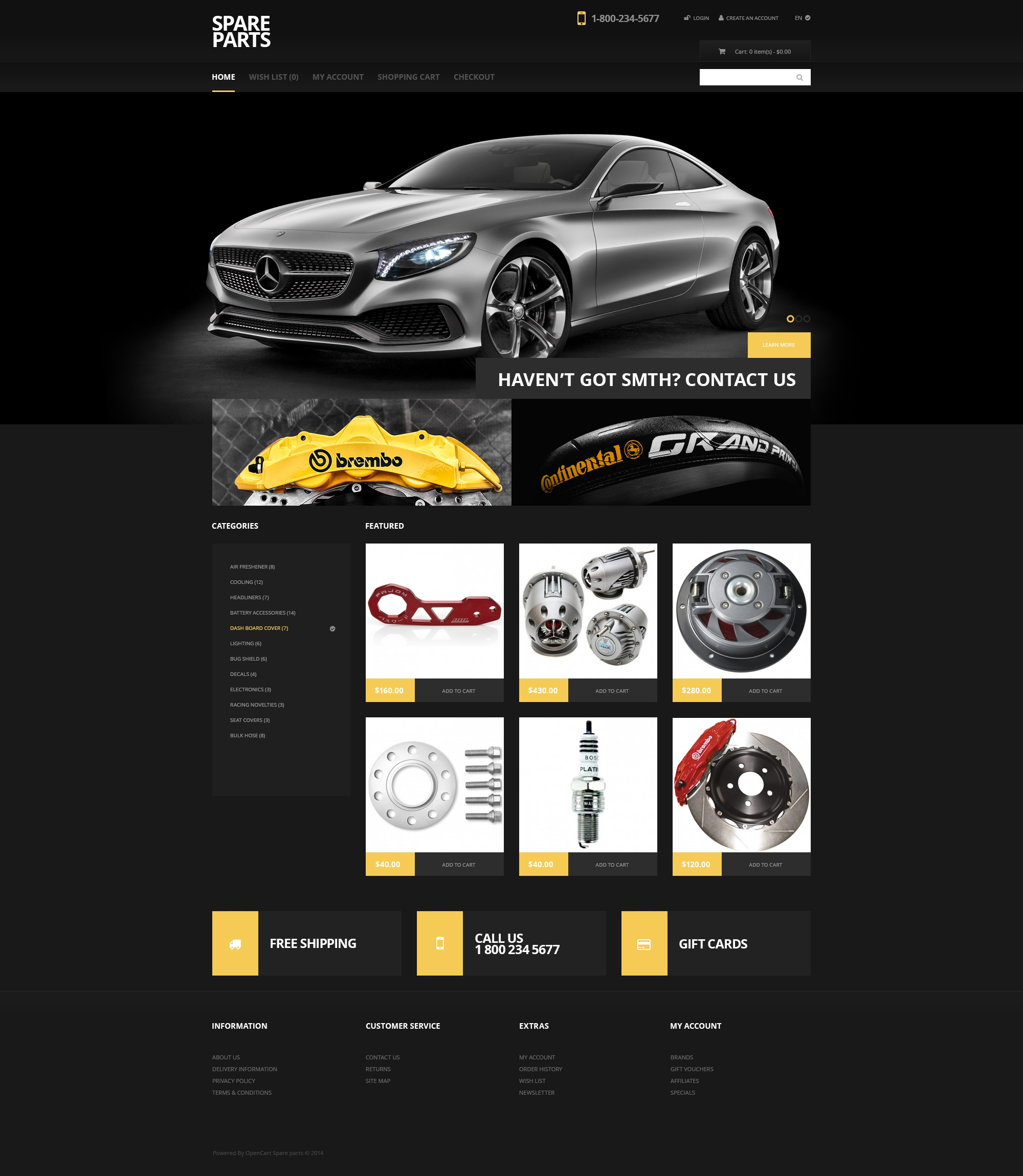 Black Auto Parts OpenCart Template