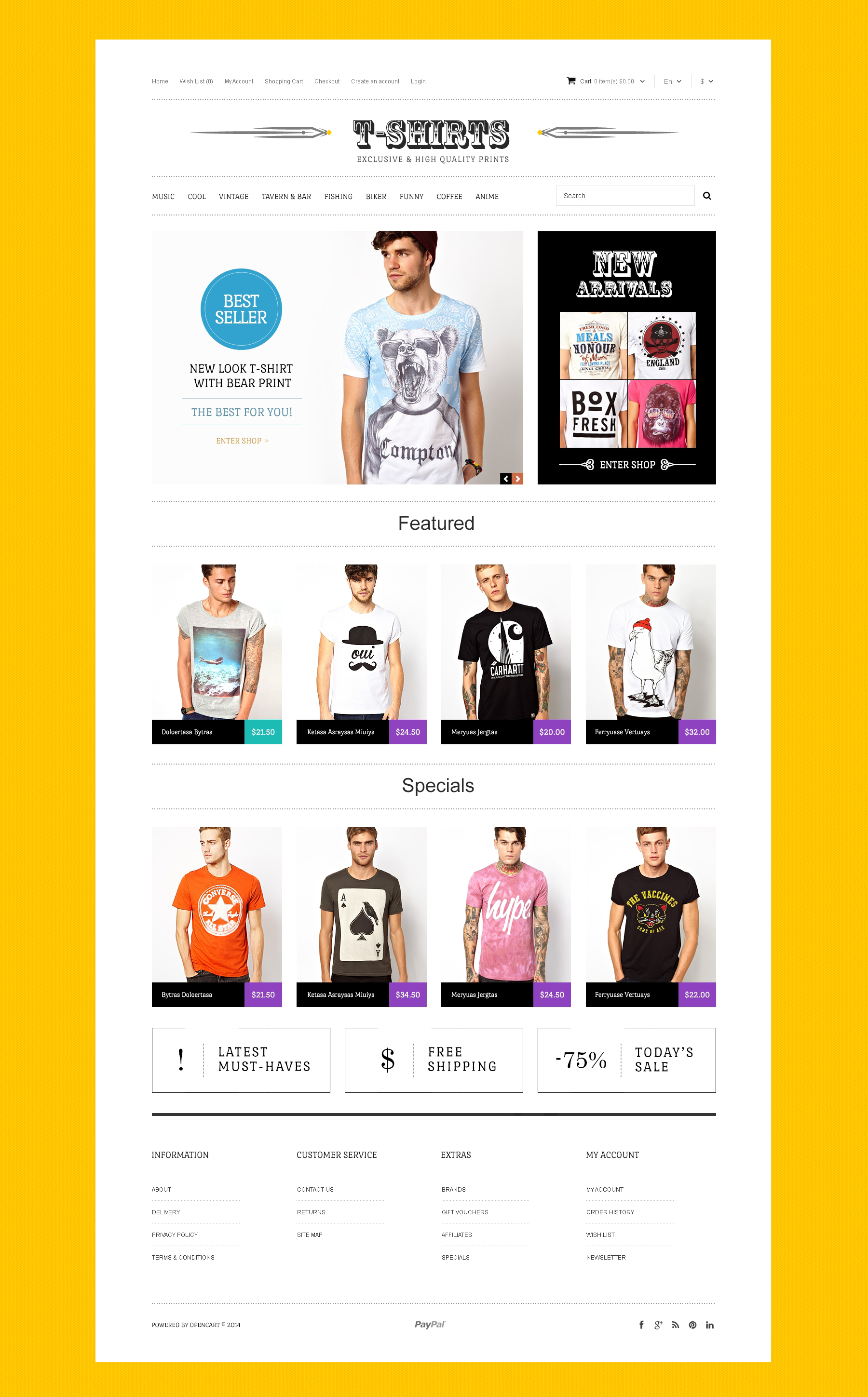 TShirts with Uncommon Prints OpenCart Template