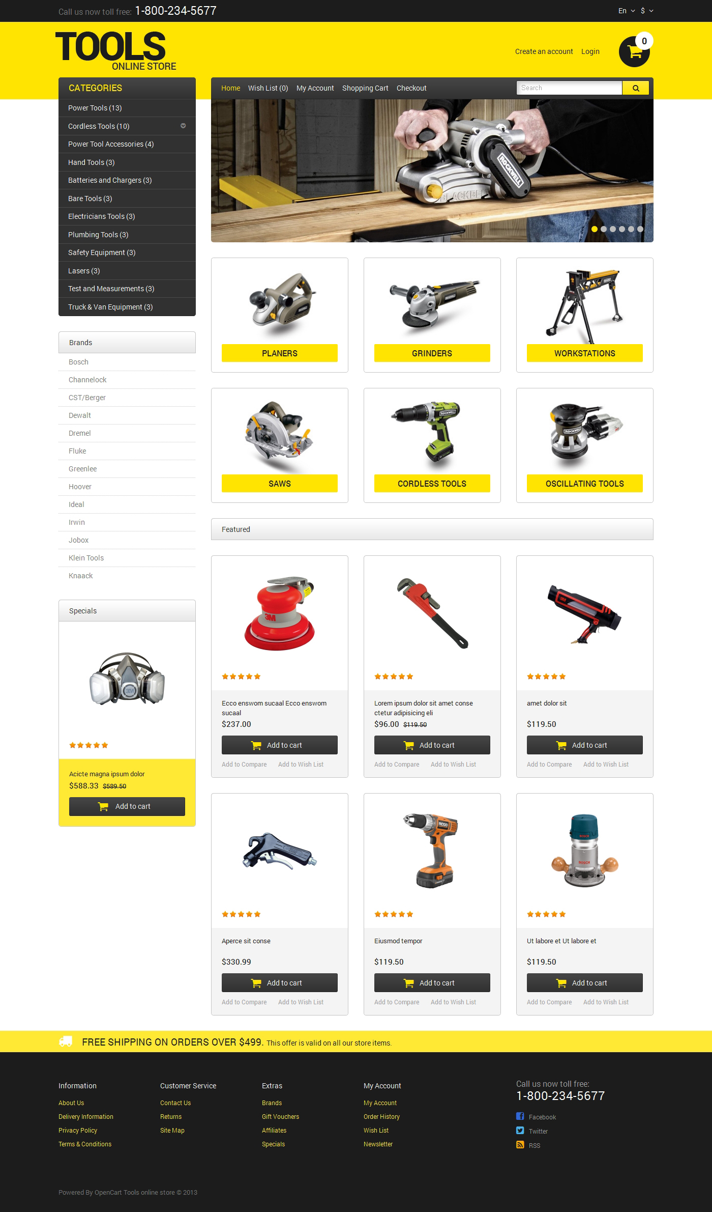 Tools & Equipment Template Responsive OpenCart Template