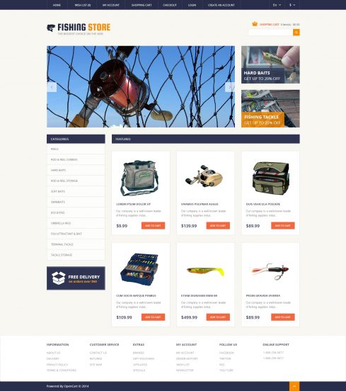 Fishing Template Responsive OpenCart Template