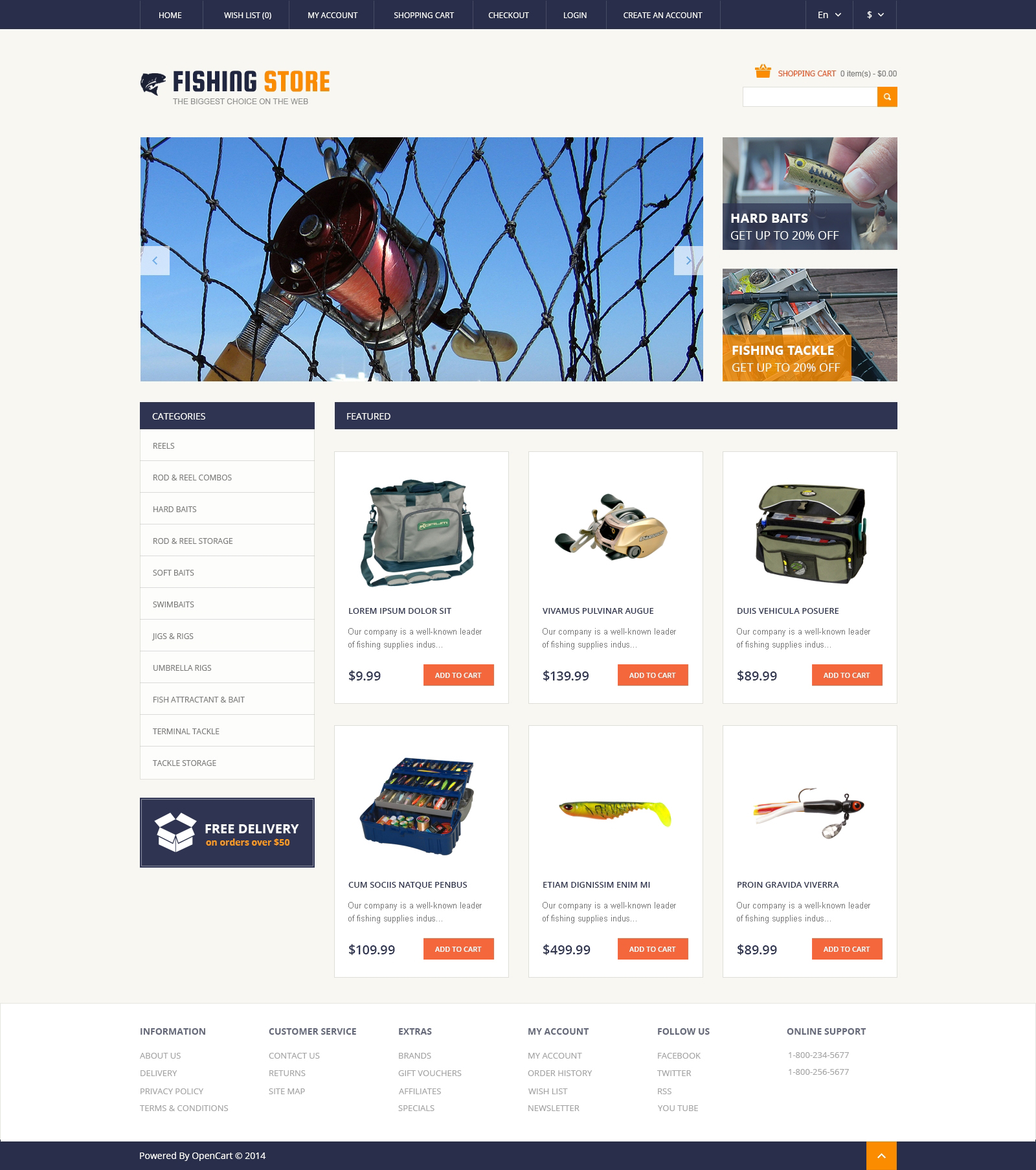 Fishing Template Responsive OpenCart Template