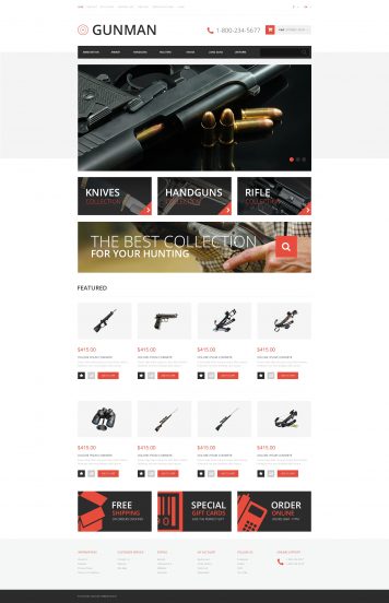 Gun Shop Template Responsive OpenCart Template