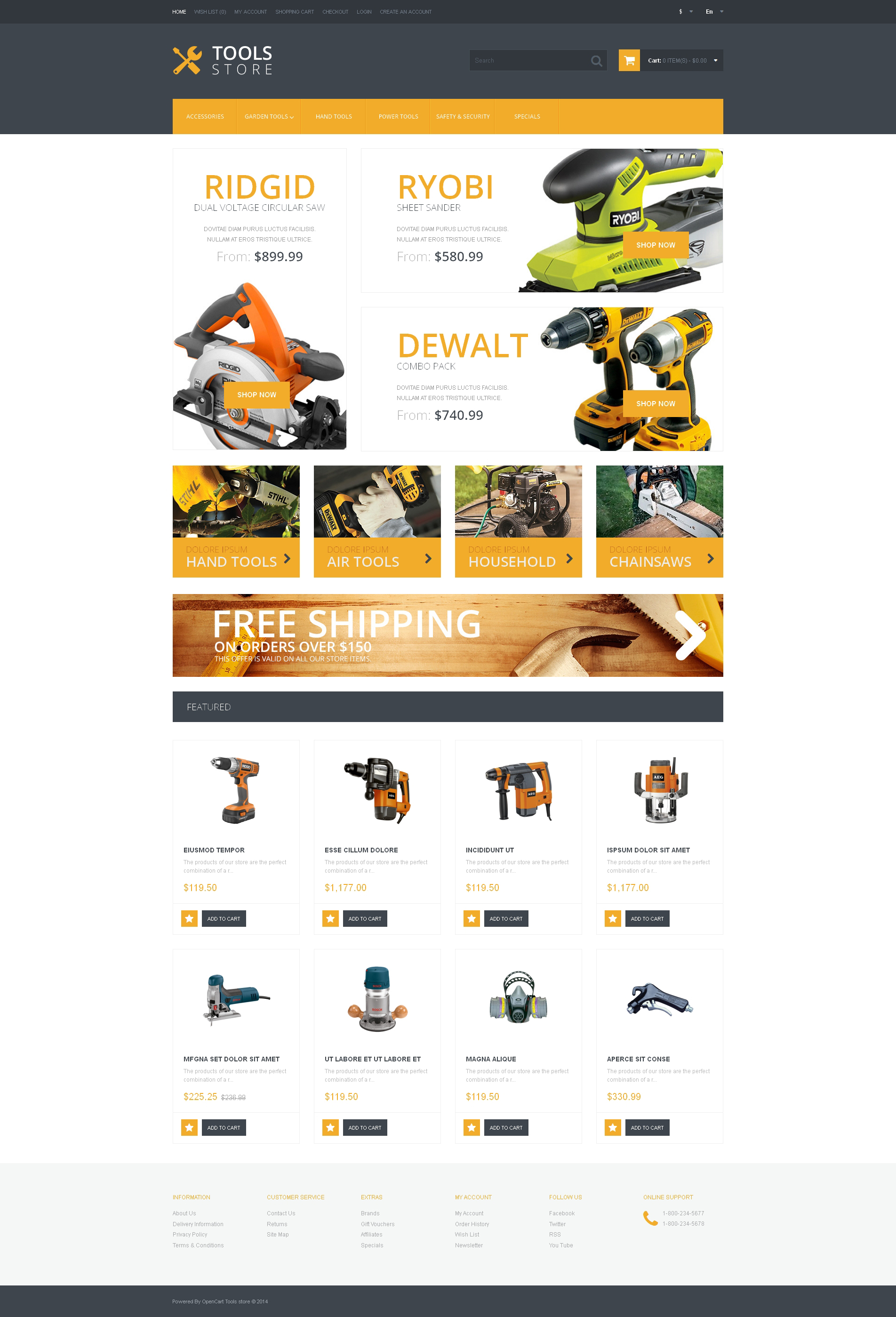 Tools & Equipment Template Responsive OpenCart Template