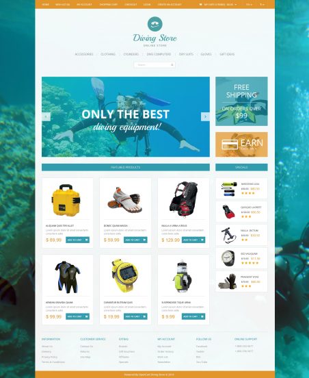 Diving Template Responsive OpenCart Template