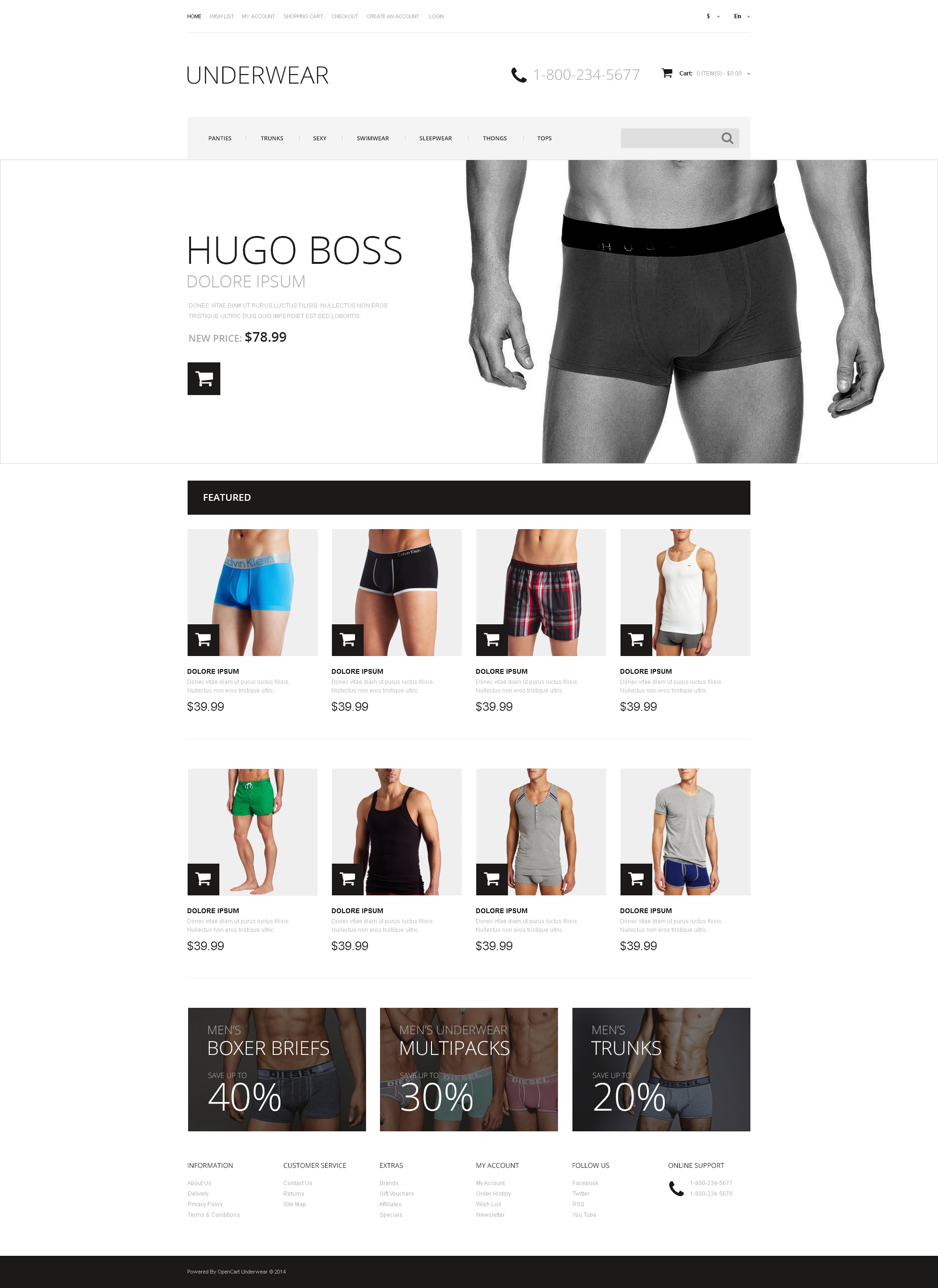 Men’s Underwear Template Responsive OpenCart Template